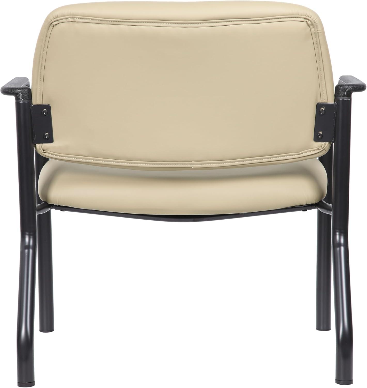 Boss Office Products Big and Tall Vinyl 500 lb. Weight Capacity Guest Armchair, Beige