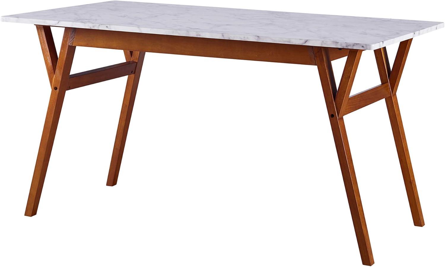 Ashton Rectangular Dining Table: Non-Extension, Trapezoid Base, Modern Style - Teamson Home