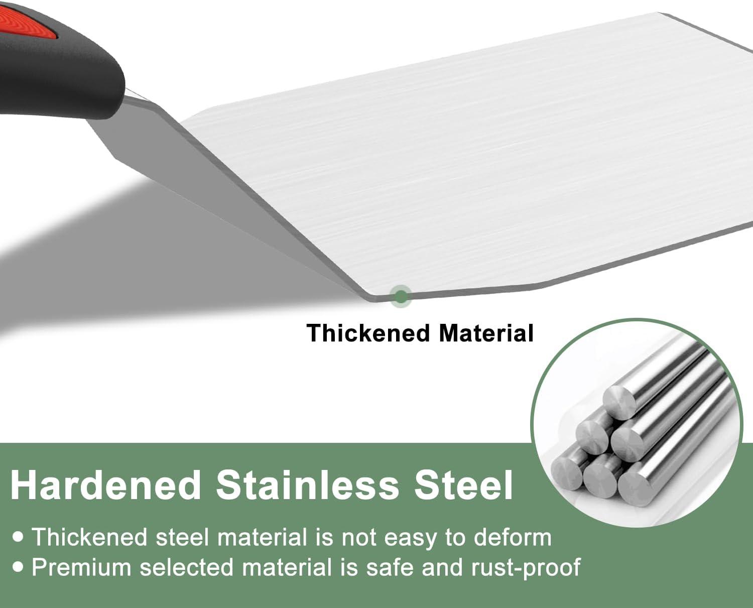 Beijiyi Stainless Steel Spatula Set, Heavy Duty Small Metal Spatula for Cooking Cast Iron Skillet with Silicone Handle - Griddle Grill Kitchen Spatula Flipper for Pancake, Fish, Smash Burger and Egg