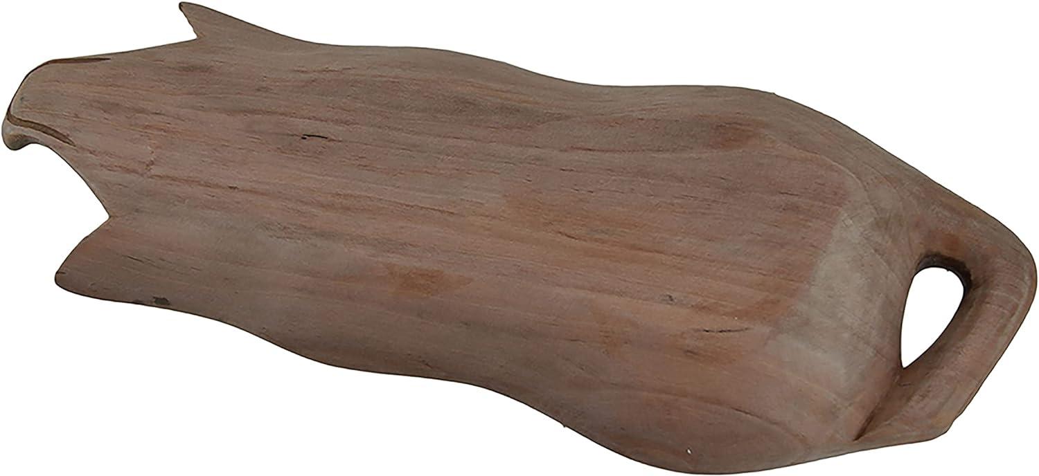 Rustic Hand-Carved Pig-Shaped Natural Wood Serving Tray 14.75"