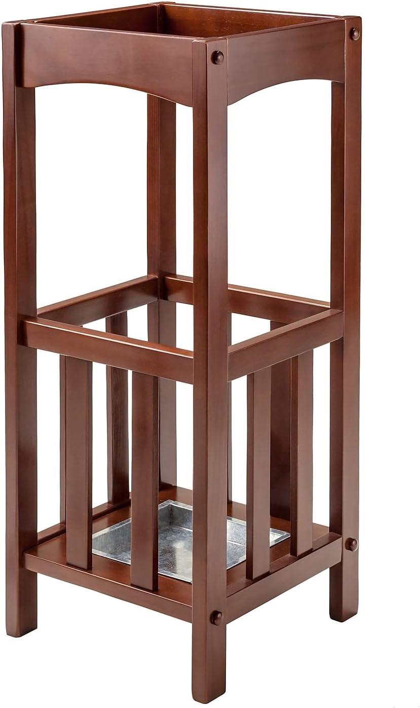 Winsome Wood Rex Umbrella Stand with Metal Tray, Walnut Finish