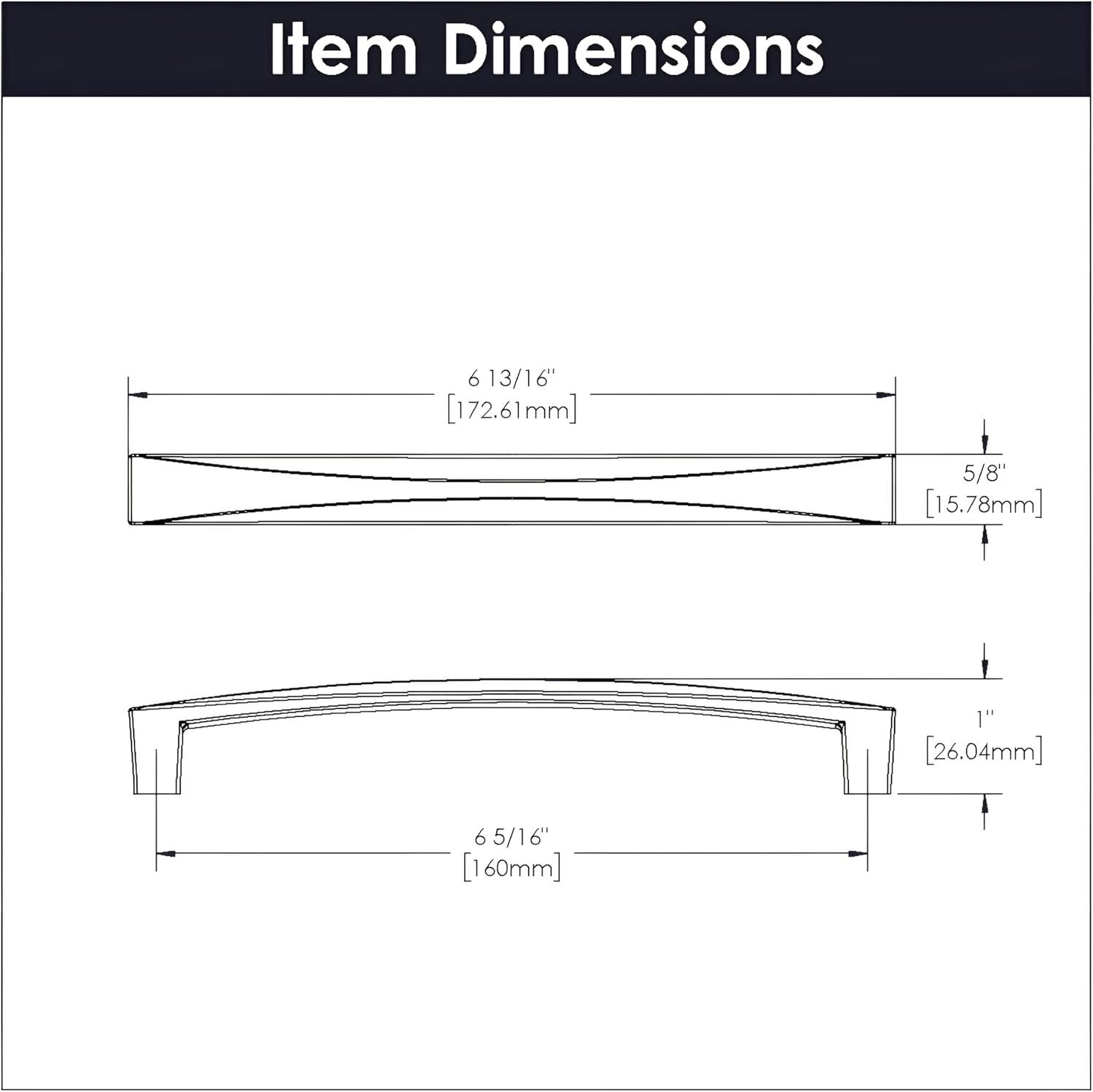 Crest Kitchen Cabinet Handles, Solid Core Drawer Pulls for Doors, 6 5/16" (160mm)