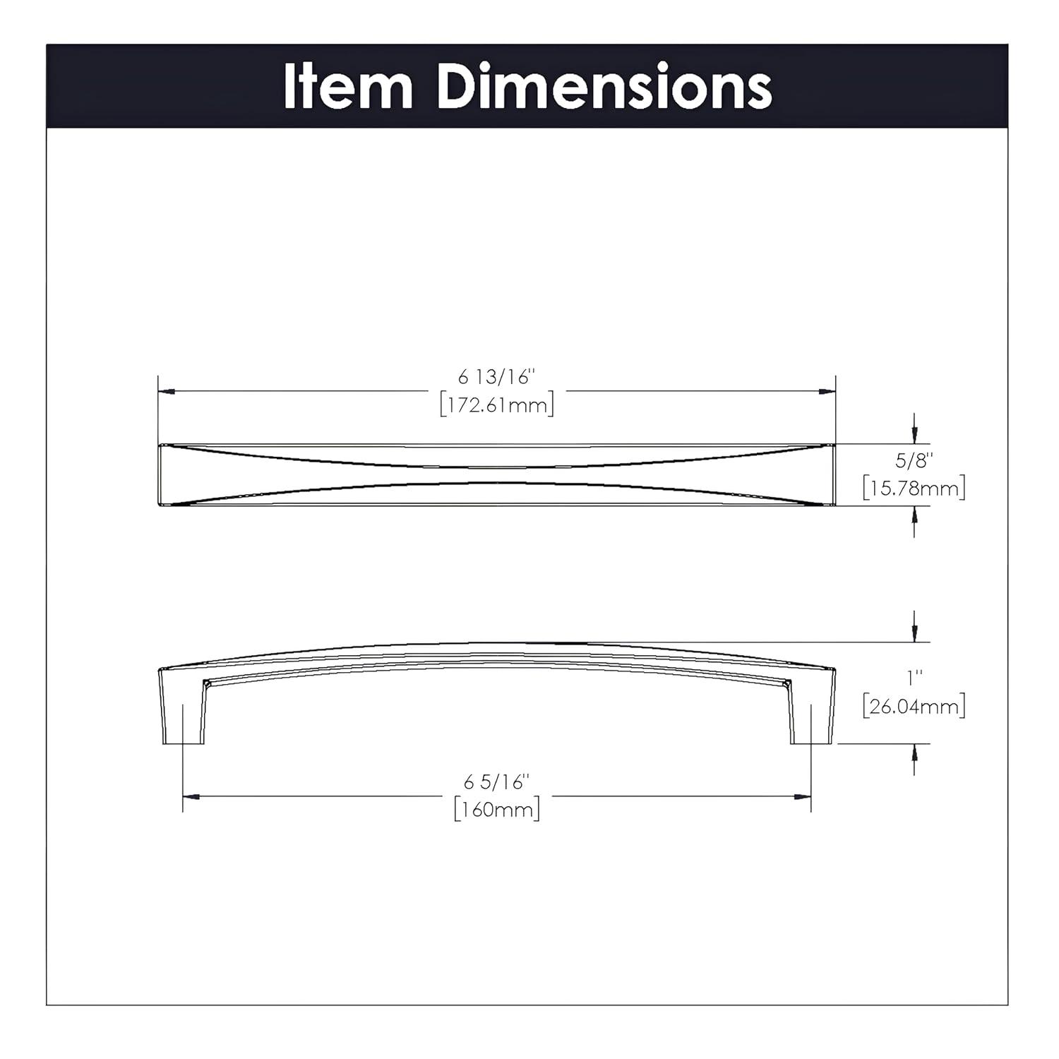 Crest Kitchen Cabinet Handles, Solid Core Drawer Pulls for Doors, 6 5/16" (160mm)