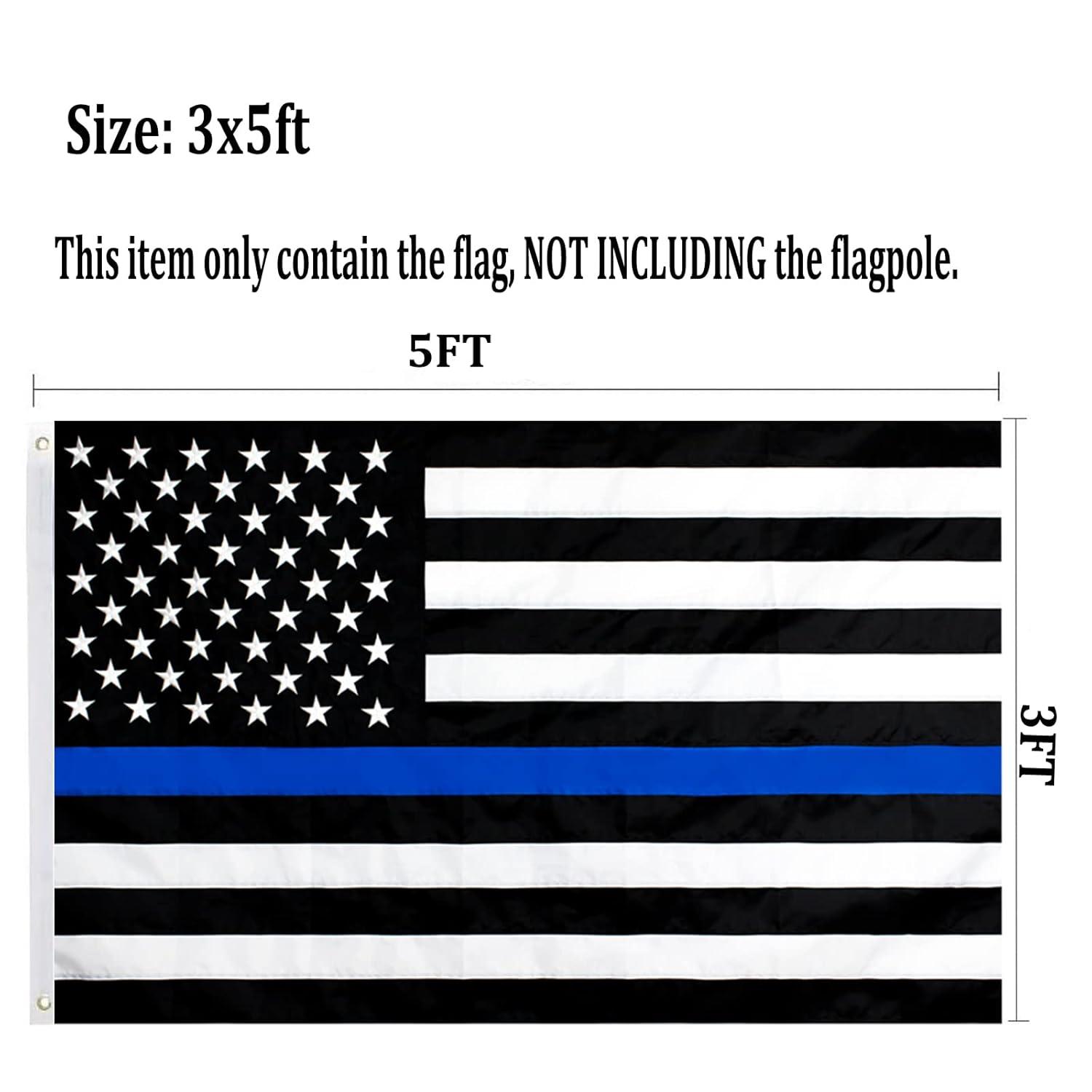 Thin Blue Line American Flags for Outside 3x5 US USA Police Flag Outdoor Vivid Color Fade Resistant Double Stitched Blue Line flag with Brass Grommets