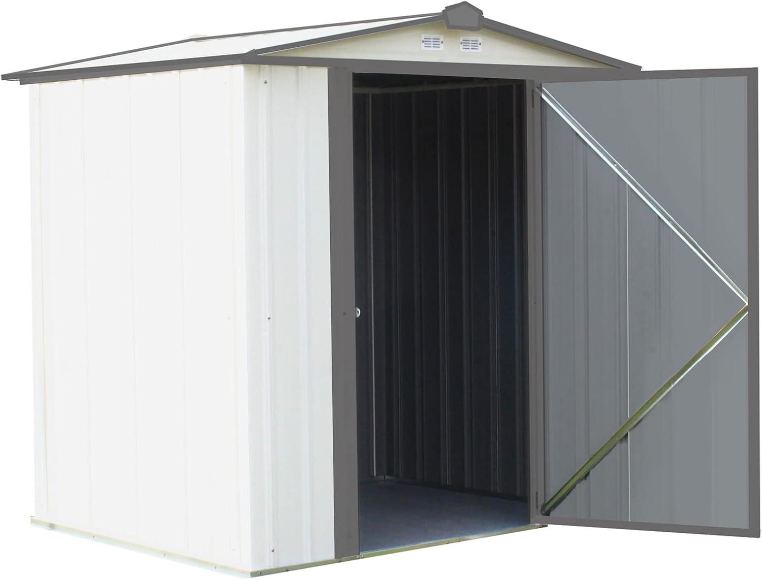 Cream and Charcoal 6' x 5' Steel Storage Shed with Swing Door