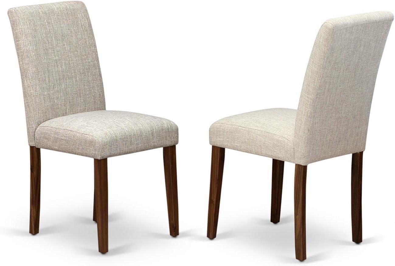 East West Furniture Abbott 35" Linen Dining Chairs in Natural/Gray (Set of 2)