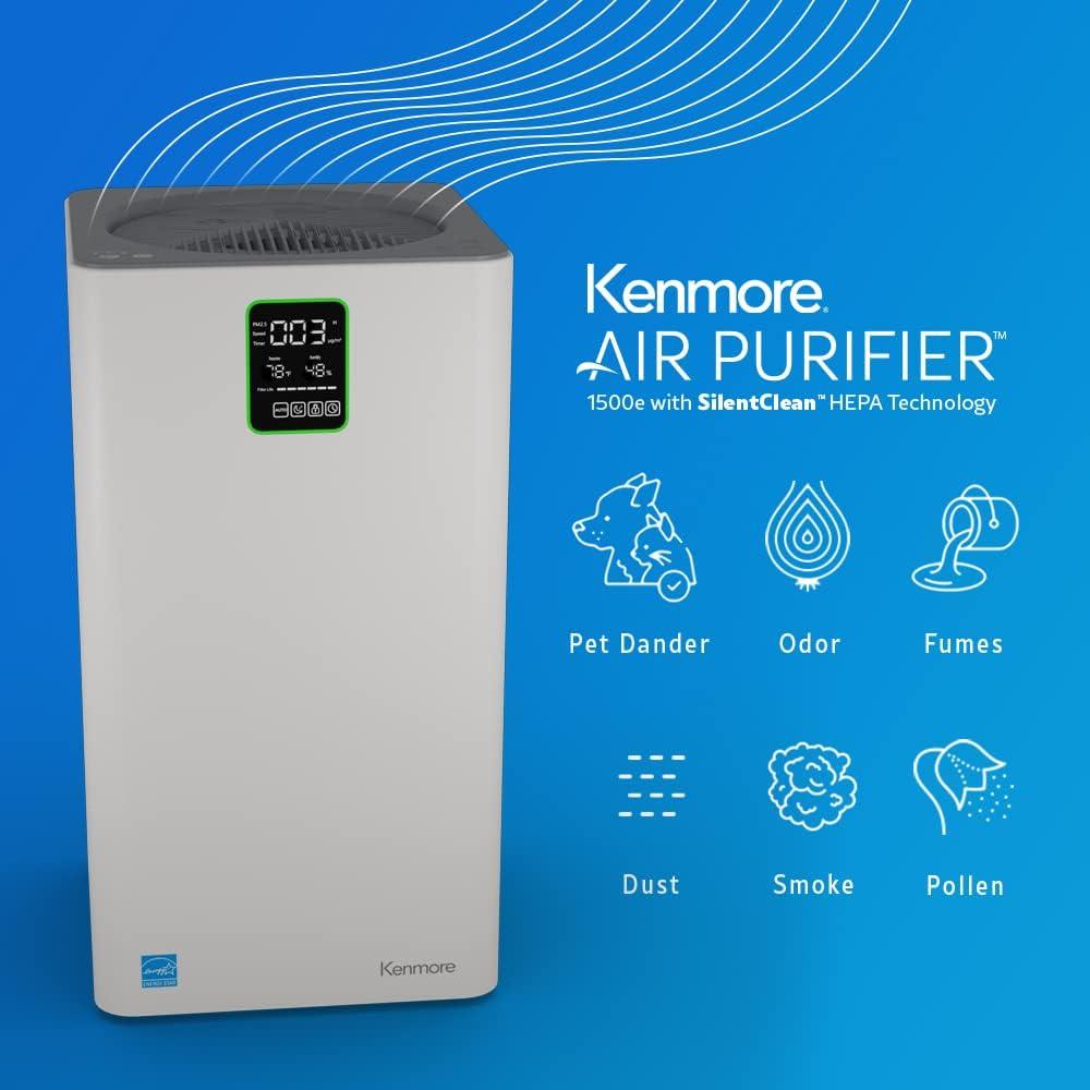 Kenmore PM3020, 1500 Sq Ft H13 True HEPA Air Purifier, 3-Stage Filtration System