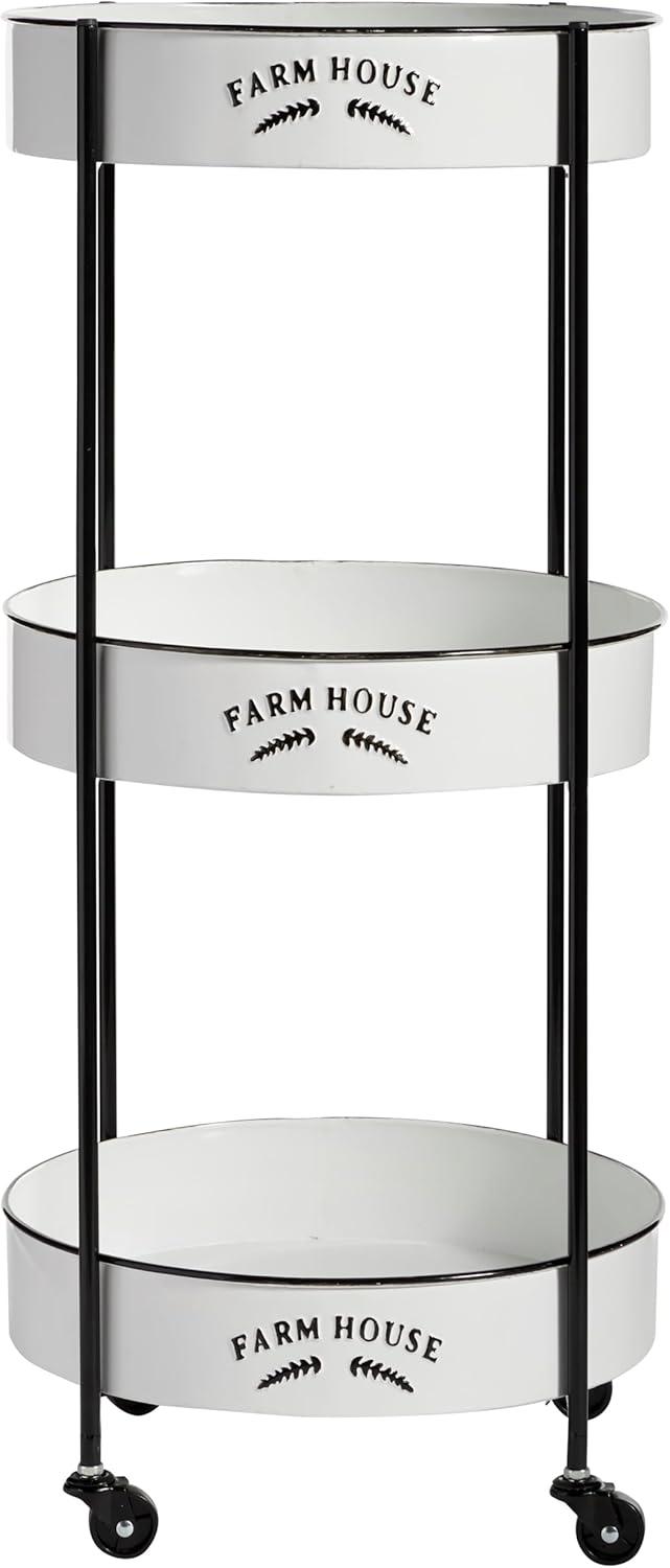 34'' x 16'' Farmhouse Metal Storage Cart White - Olivia & May: Decorative Storage Bins, Tabletop Bin, Adult Assembly Required