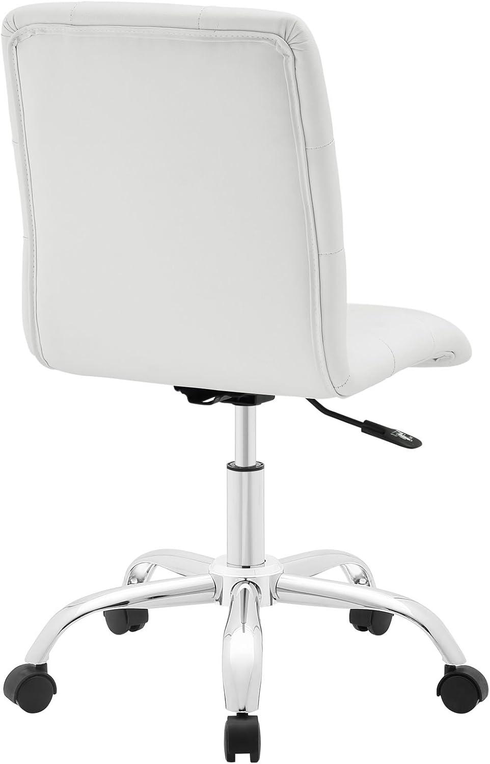 Modway Prim Modern Faux Leather Armless Mid Back Office Chair in White