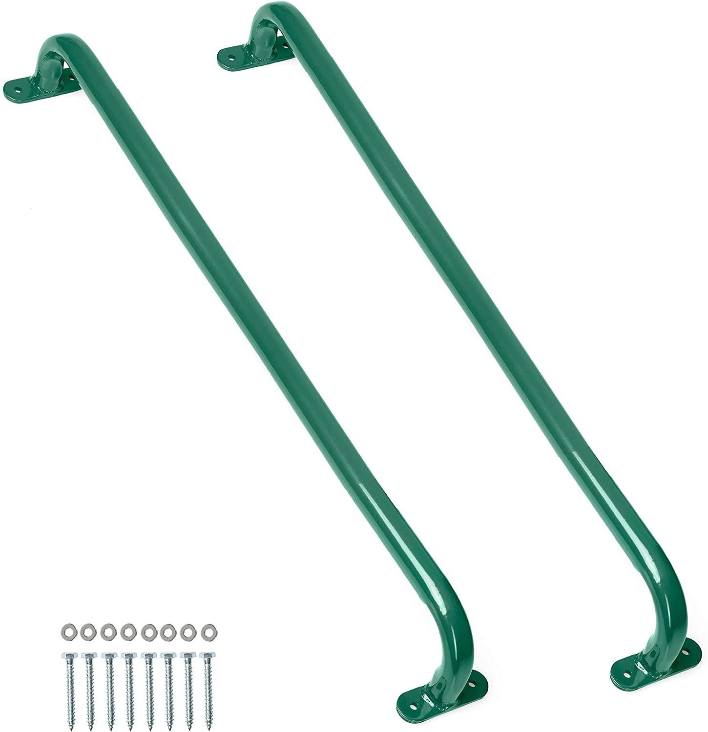 37 Inch Playground Accessories Metal Safety Handles – Long Green Grab Handle Bars for Playset Ladder, Jungle Gym, Monkey Bars, Swing Set, and More