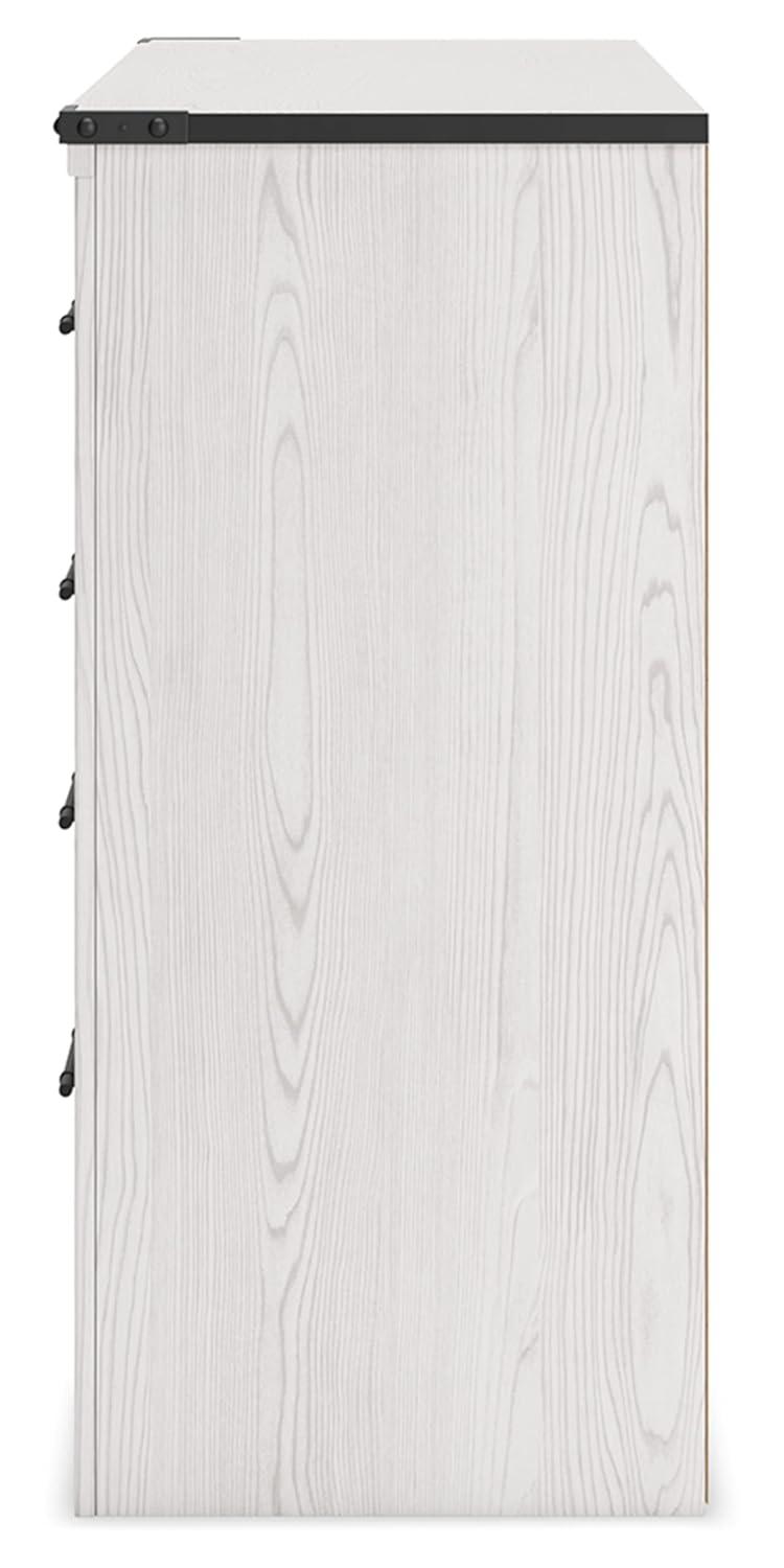 White Farmhouse Double Dresser with Pewter Handles