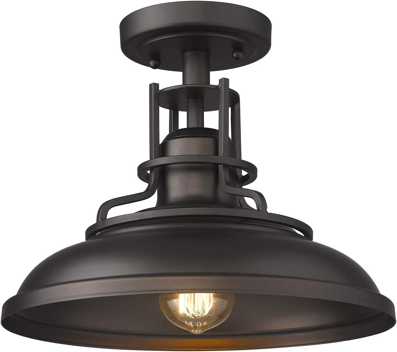 Oil Rubbed Bronze 12" Industrial Semi Flush Mount Light