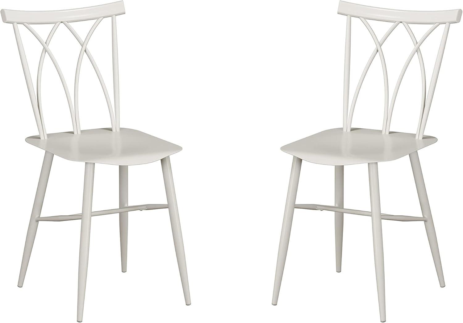 White Cross Back Wood and Metal Side Chair Set