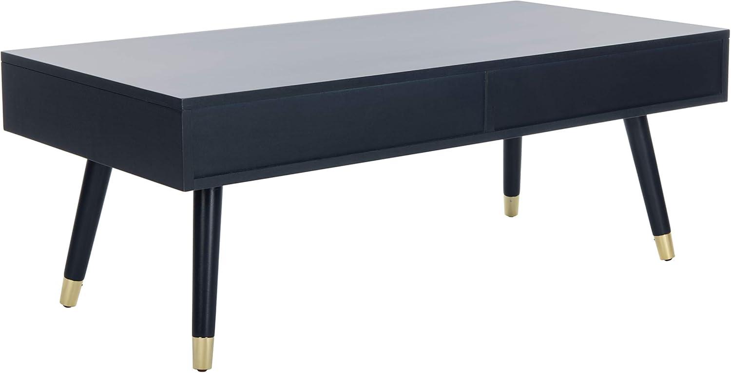 SAFAVIEH Levinson 2-Drawer Rustic Gold Cap Coffee Table, Navy