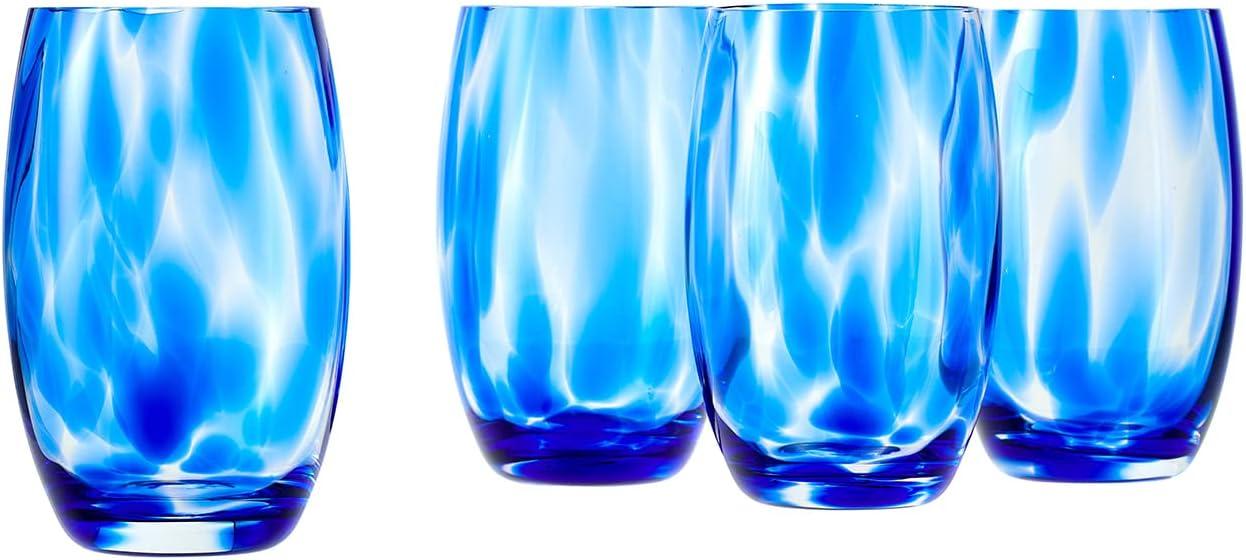 Blue Rose Polish Pottery Hand blown Water Glass Set