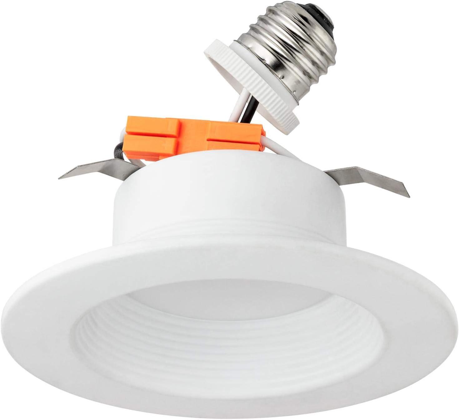 Light Blue USA 4" inch LED Recessed Downlight, Baffle Trim, 10W (75W), 4000K Cool White, 850LM, Smooth Finish, 4-Pack