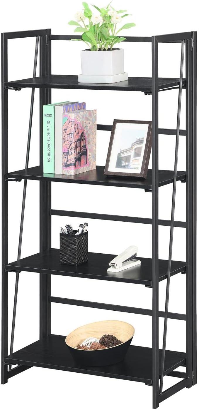 Xtra Folding 4 Tier Bookshelf Black