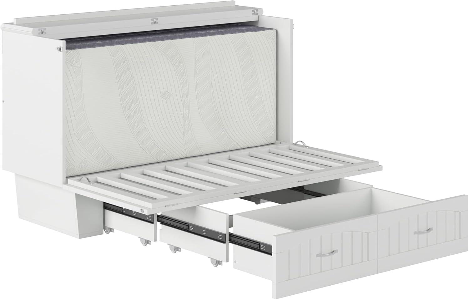 Queen Nantucket Murphy Bed Chest USB Turbo Charger White - AFI