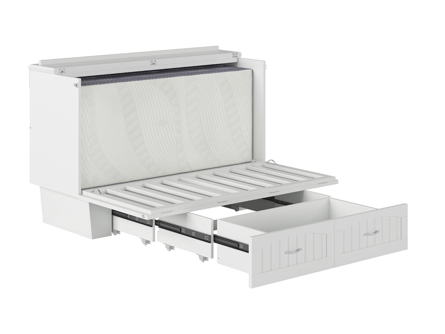 Queen Nantucket Murphy Bed Chest USB Turbo Charger White - AFI