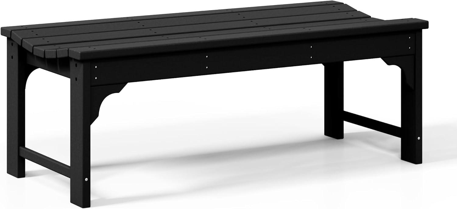 WestinTrends  Backless All-Weather Outdoor Bench for Patio Garden, Black