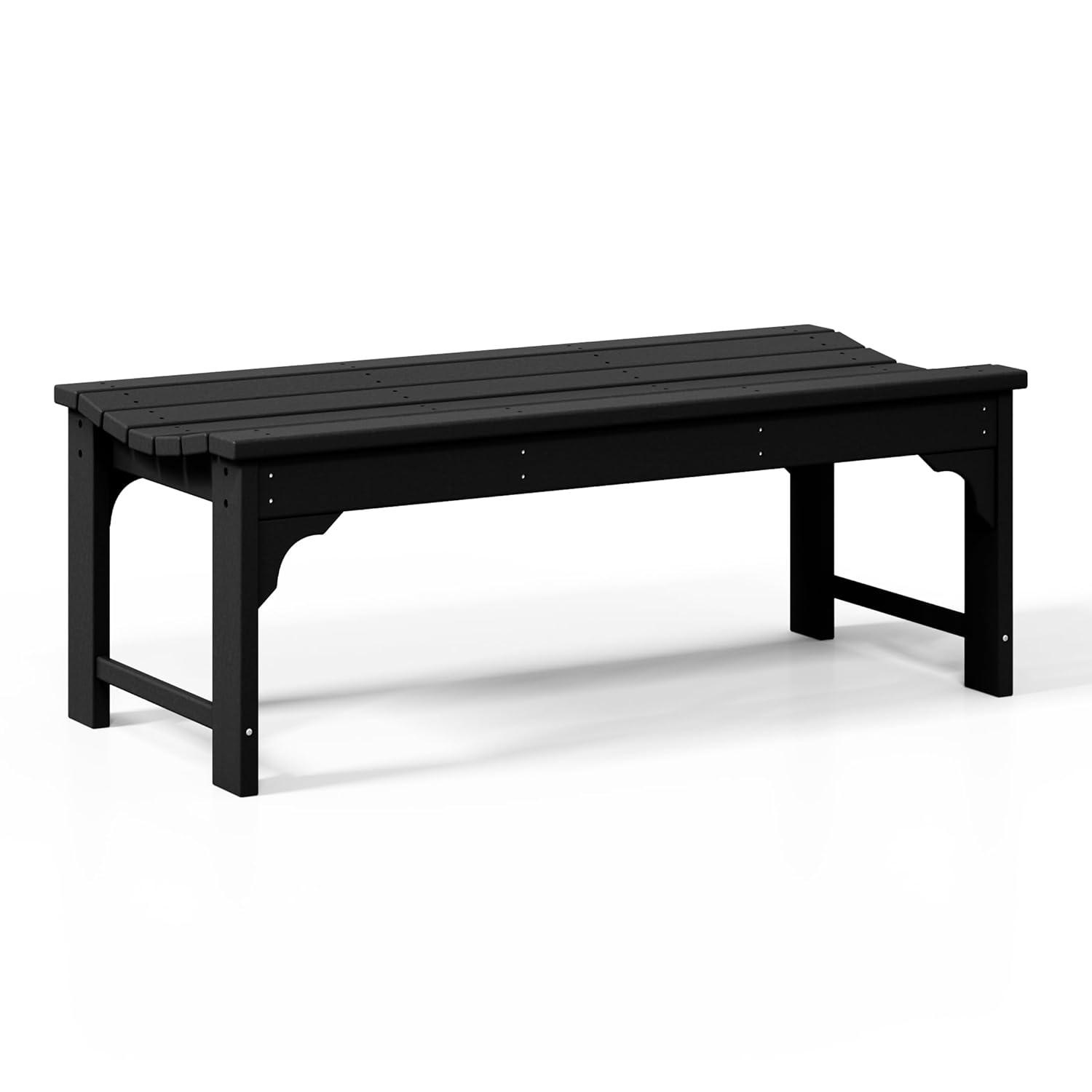WestinTrends  Backless All-Weather Outdoor Bench for Patio Garden, Black