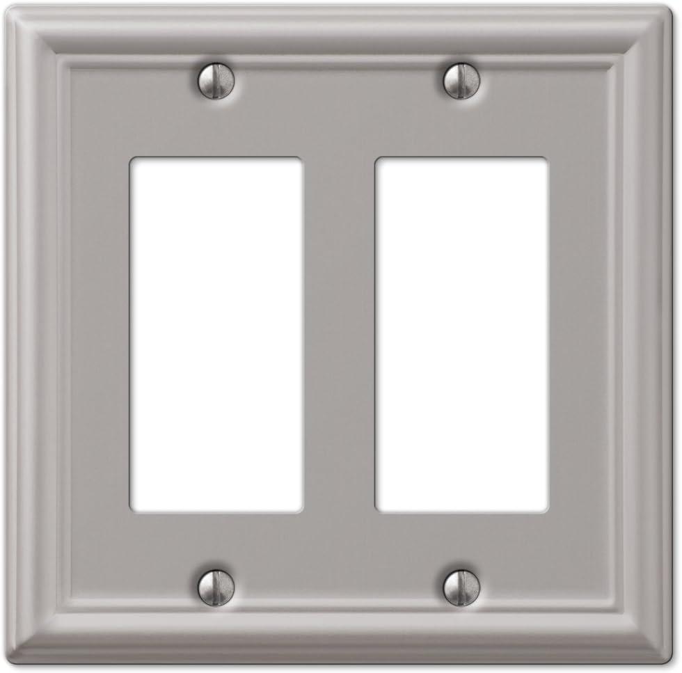 Brushed Nickel Double Rocker 2-Gang Wall Plate