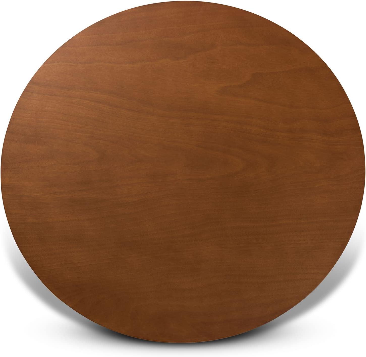 48" Kenji Wide Round Wood Dining Table Walnut - Baxton Studio: Mid-Century Modern, Seats 6, MDF Composite