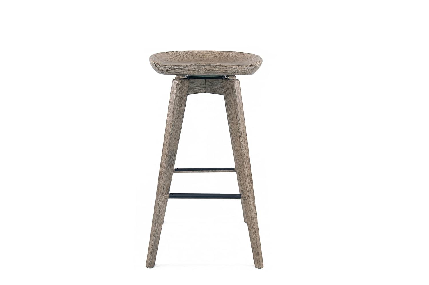 Boraam 31" Bali Swivel Counter Height Barstool Barnwood: Hardwood Frame, 300 lbs Capacity, Backless Design