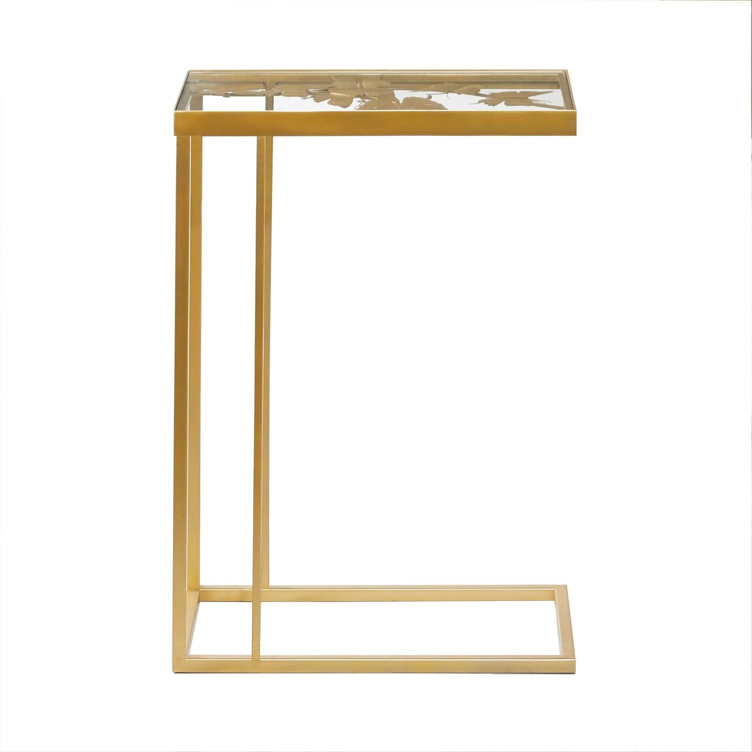 25" Contemporary Metal and Glass Accent Table Gold - Olivia & May