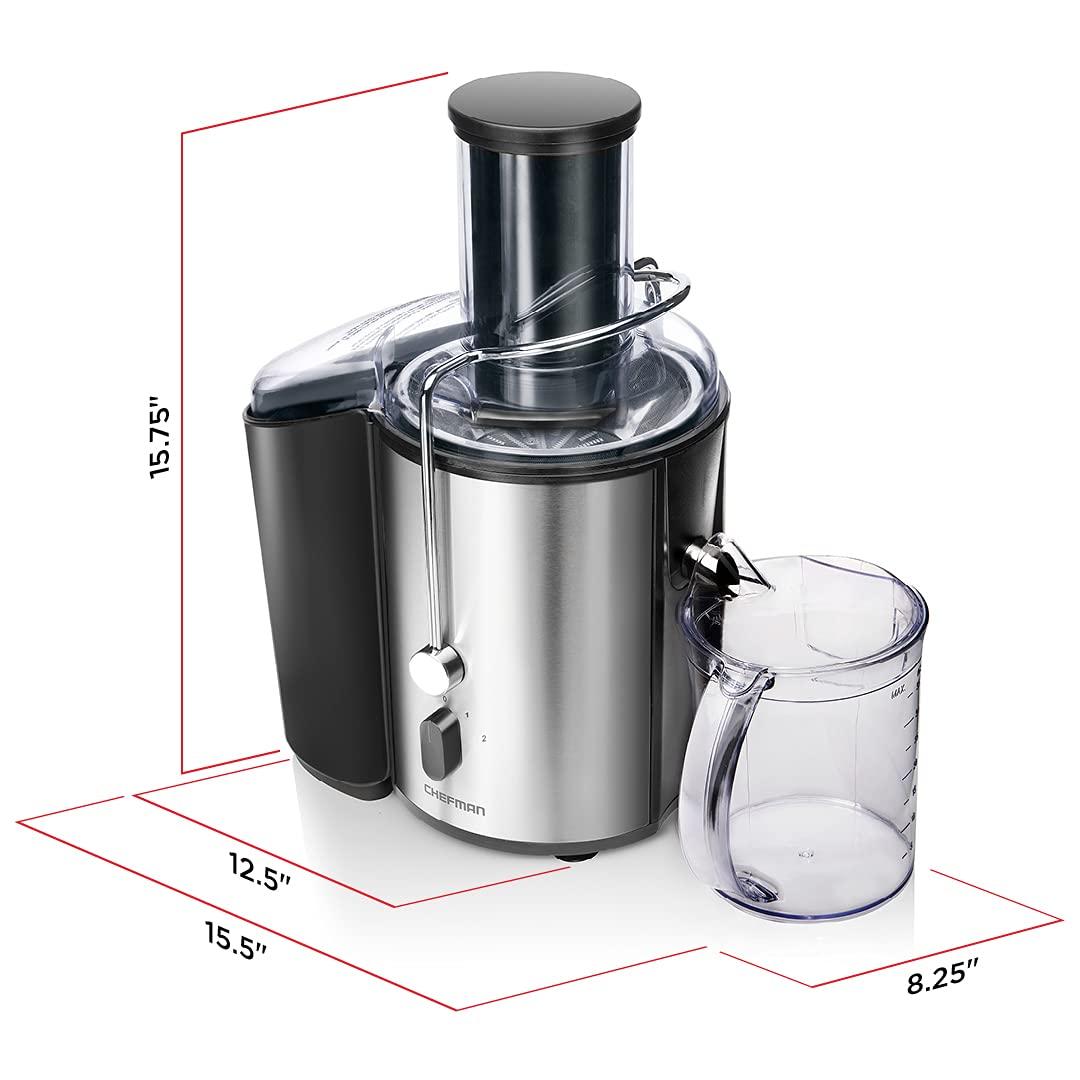 Chefman Stainless Steel Dual-Speed Electric Juicer with Extra-Wide Feeding Tube