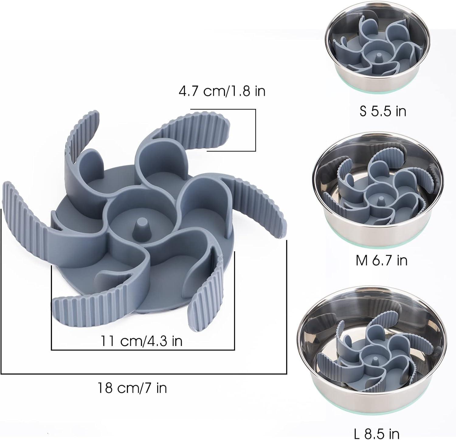 Keegud Slow Feeder Dog Bowls Insert [36 Octopus Suction Cups] Super Firm Eating Bowl [Cuttable] for Large Breed and Medium Size Compatible with Regular Elevated (Turbine) C25
