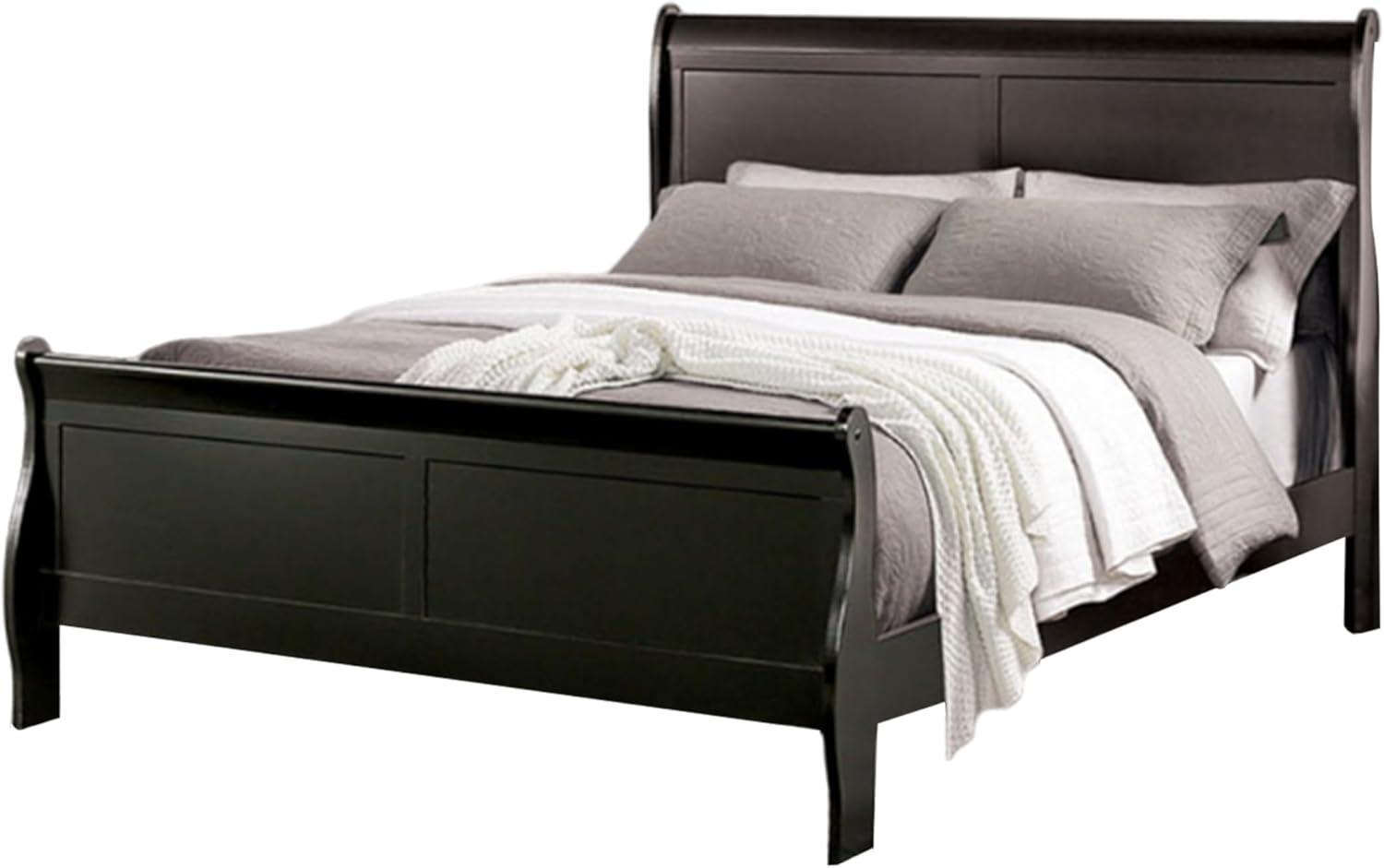 Ryla Bed, Sleigh Panel Headboard, Classic Solid Wood