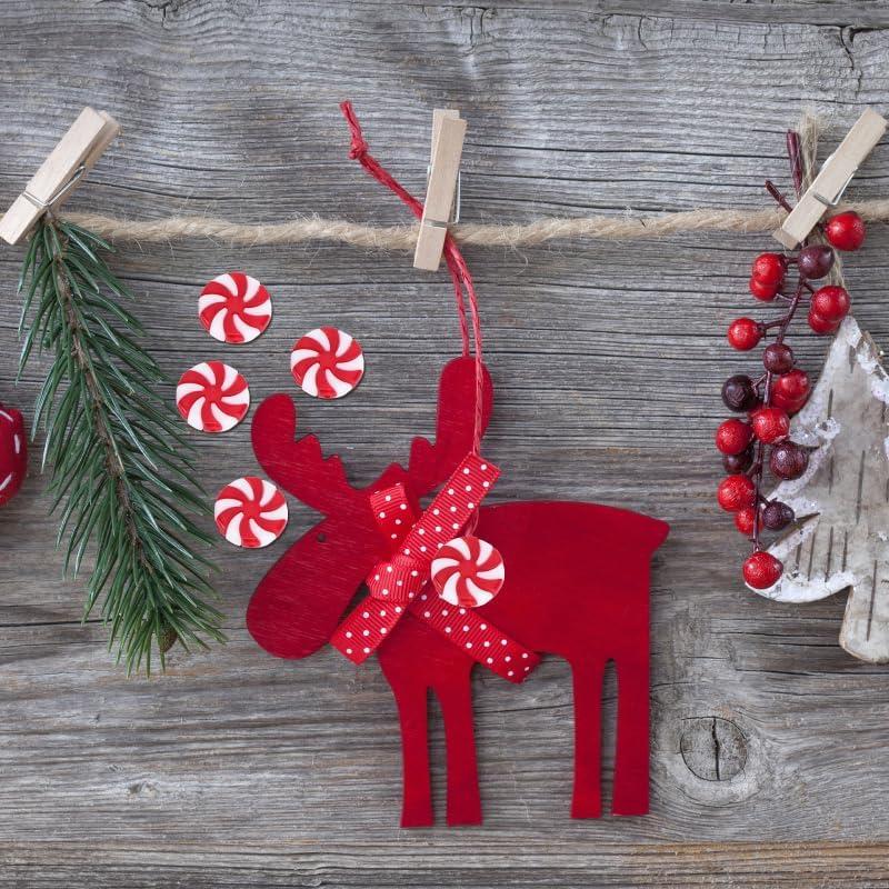 Candy Cane Christmas Decorations, 50Pcs Plastic Fake Candy Peppermint Candy Ornaments for Xmas Holiday Decor Party Favors Crafts