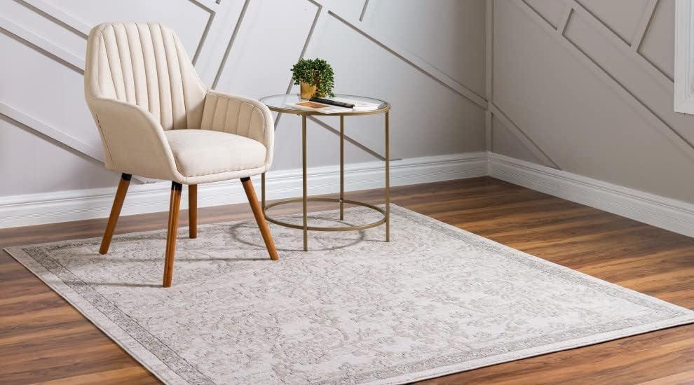 Unique Loom Portland Collection Area Rug - Albany (4' 1" Square Ivory/Beige)