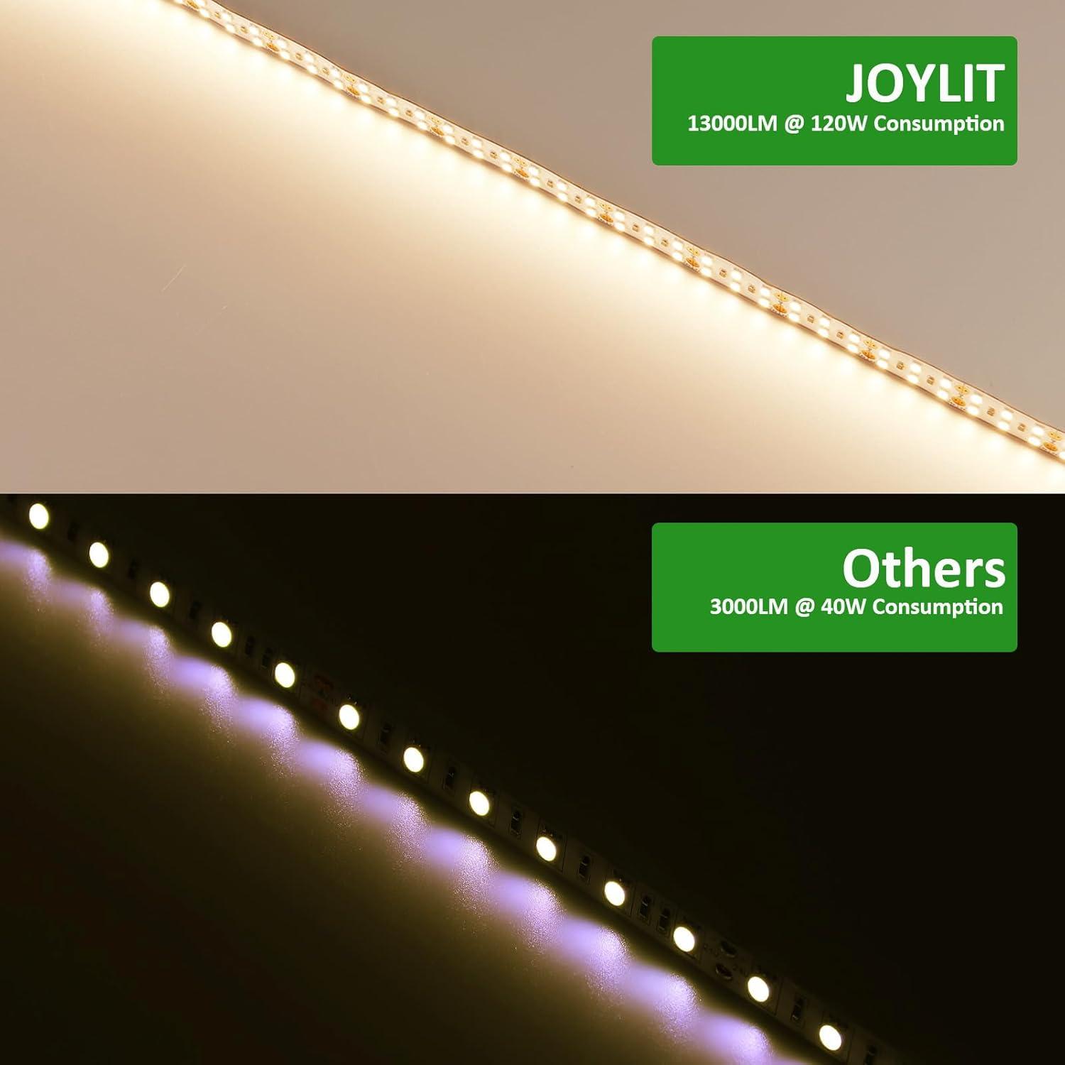 JOYLIT 24V LED Strip Warm White 3000K Dual Row 272LEDs/M 16.4FT, UL Listed Pro 792LM/FT CRI 92+ Dimmable Tape Lights 120W, 13000LM Ultra Bright Task Light Strip for Commercial, Home