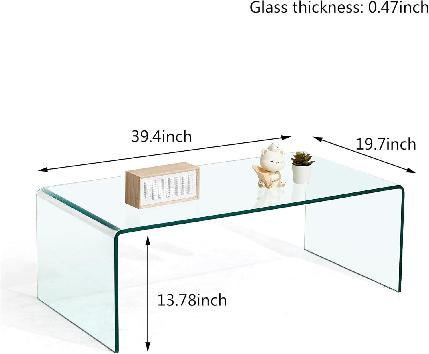 S&M Modern Rectangle Glass Coffee Table, Clear