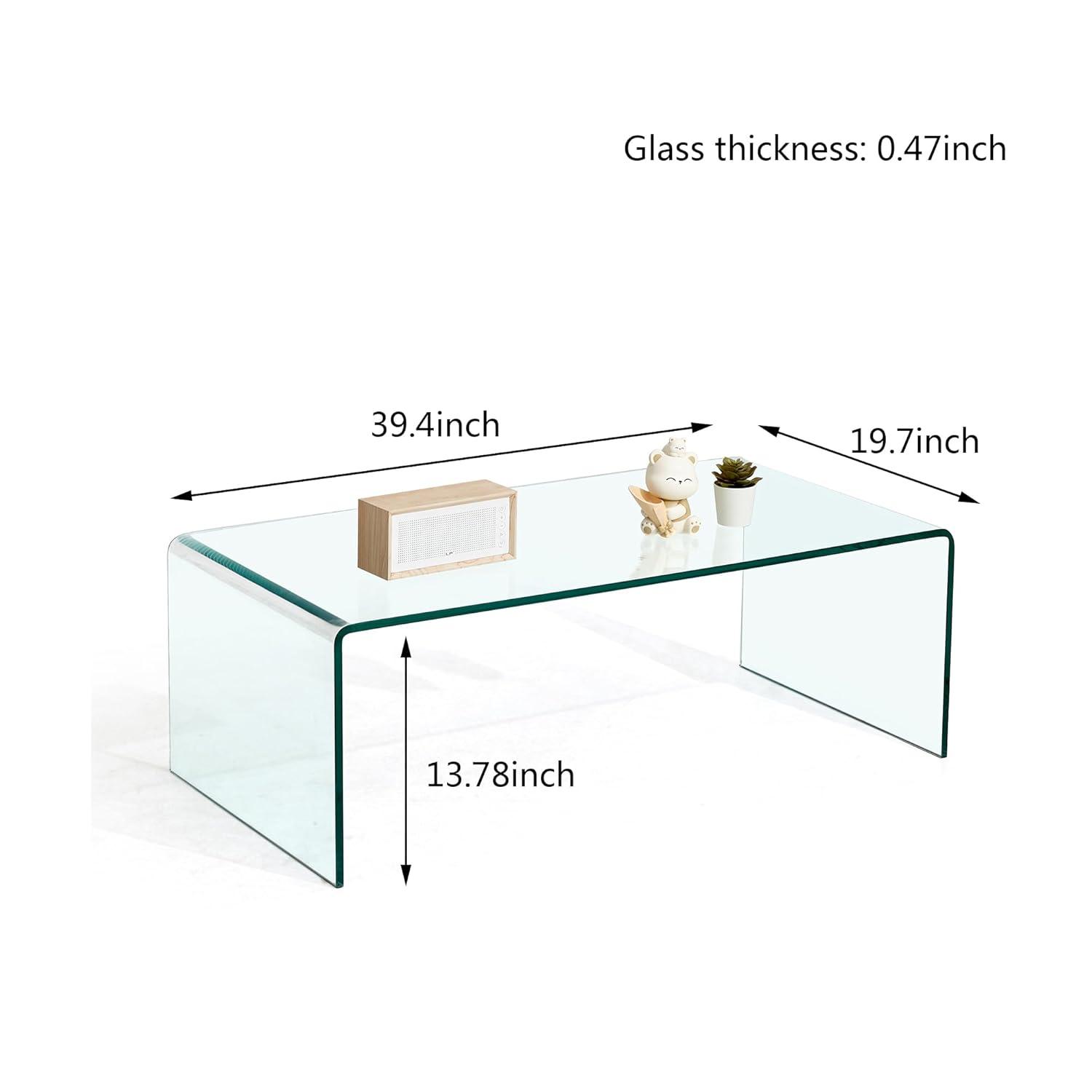 S&M Modern Rectangle Glass Coffee Table, Clear