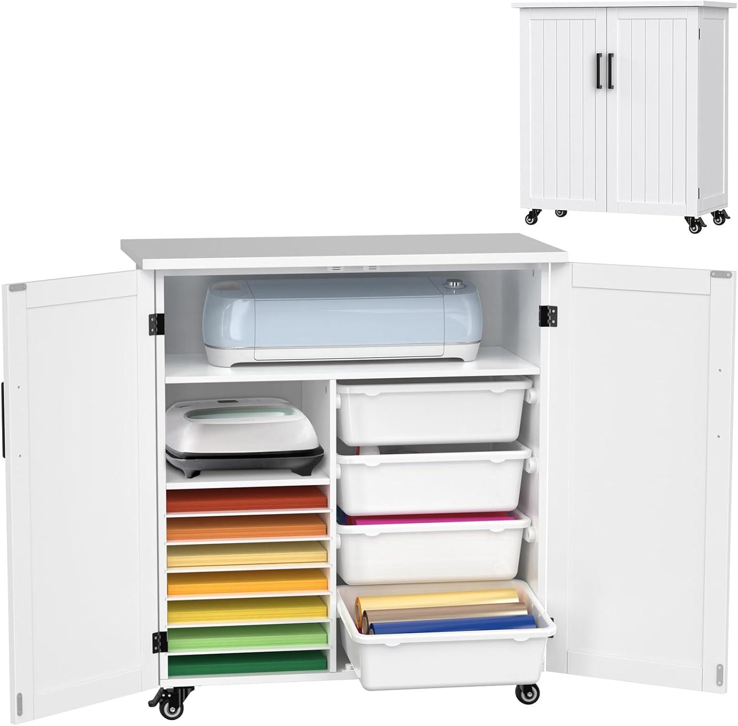 31.6'' x 15.8'' Crafting Storage Cabinet with Wheels
