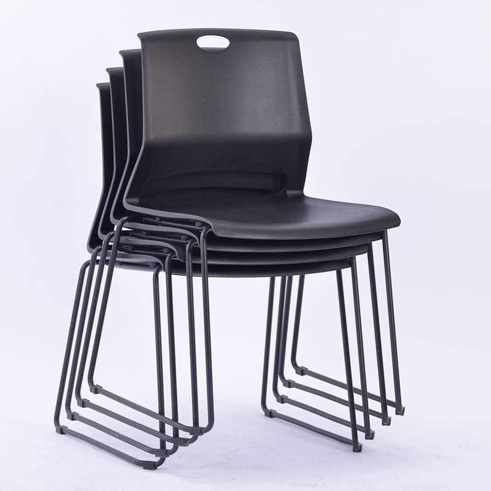 Black Stackable Modern Conference Room Chairs Set of 4