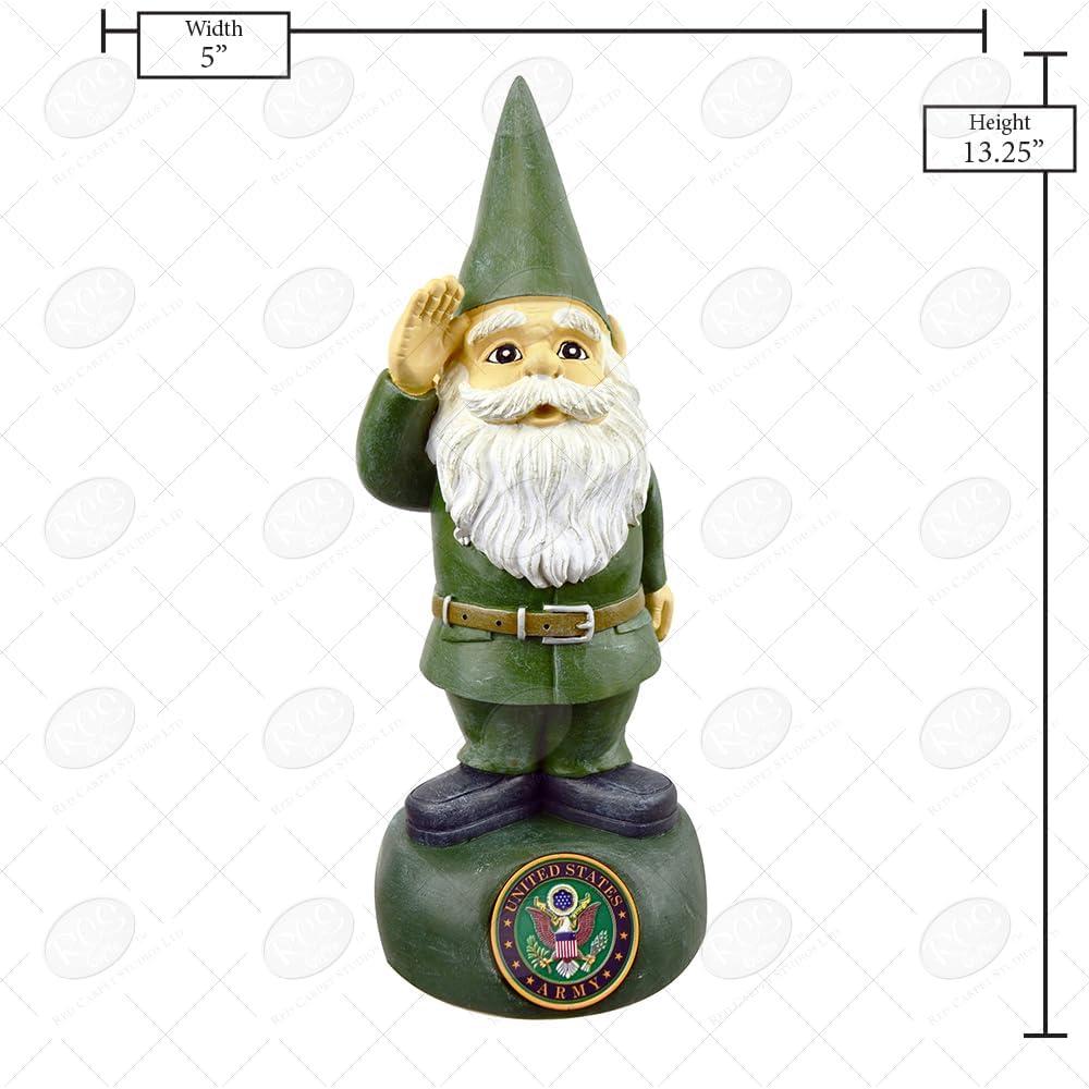 13.25" Green Resin United States Army Garden Gnome