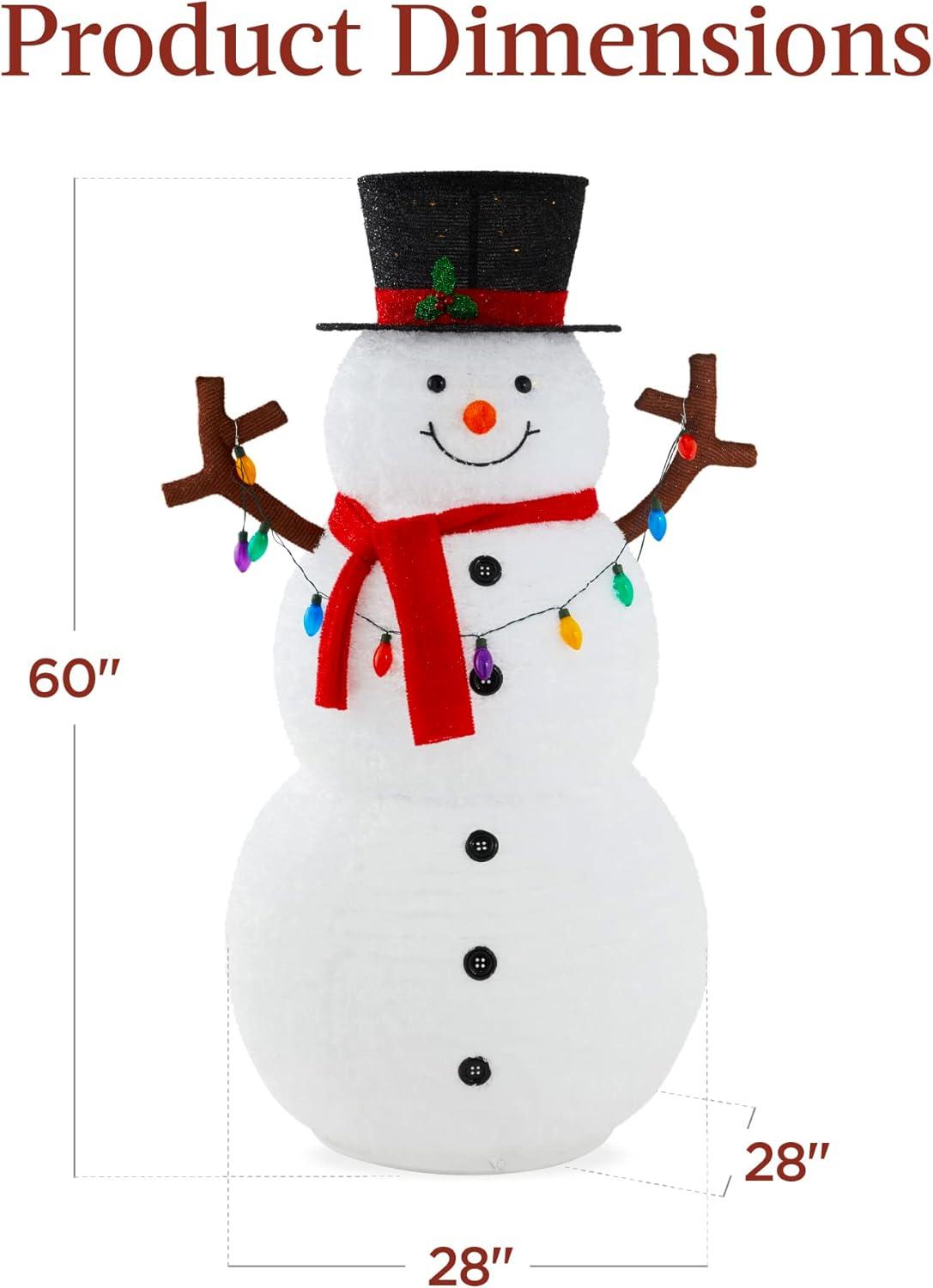 Best Choice Products 5ft Lighted Pop-Up Snowman, Outdoor Christmas Holiday Decoration w/ 200 LED Lights, Hat, Scarf