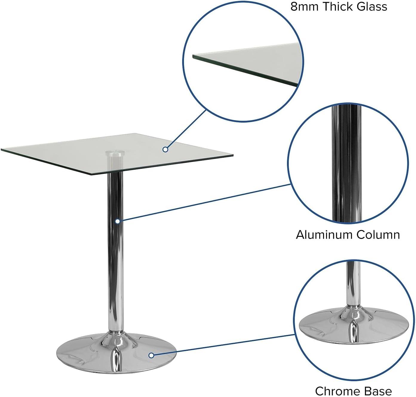 Flash Furniture Fredrick 23.75'' Square Glass Table with 30''H Chrome Base