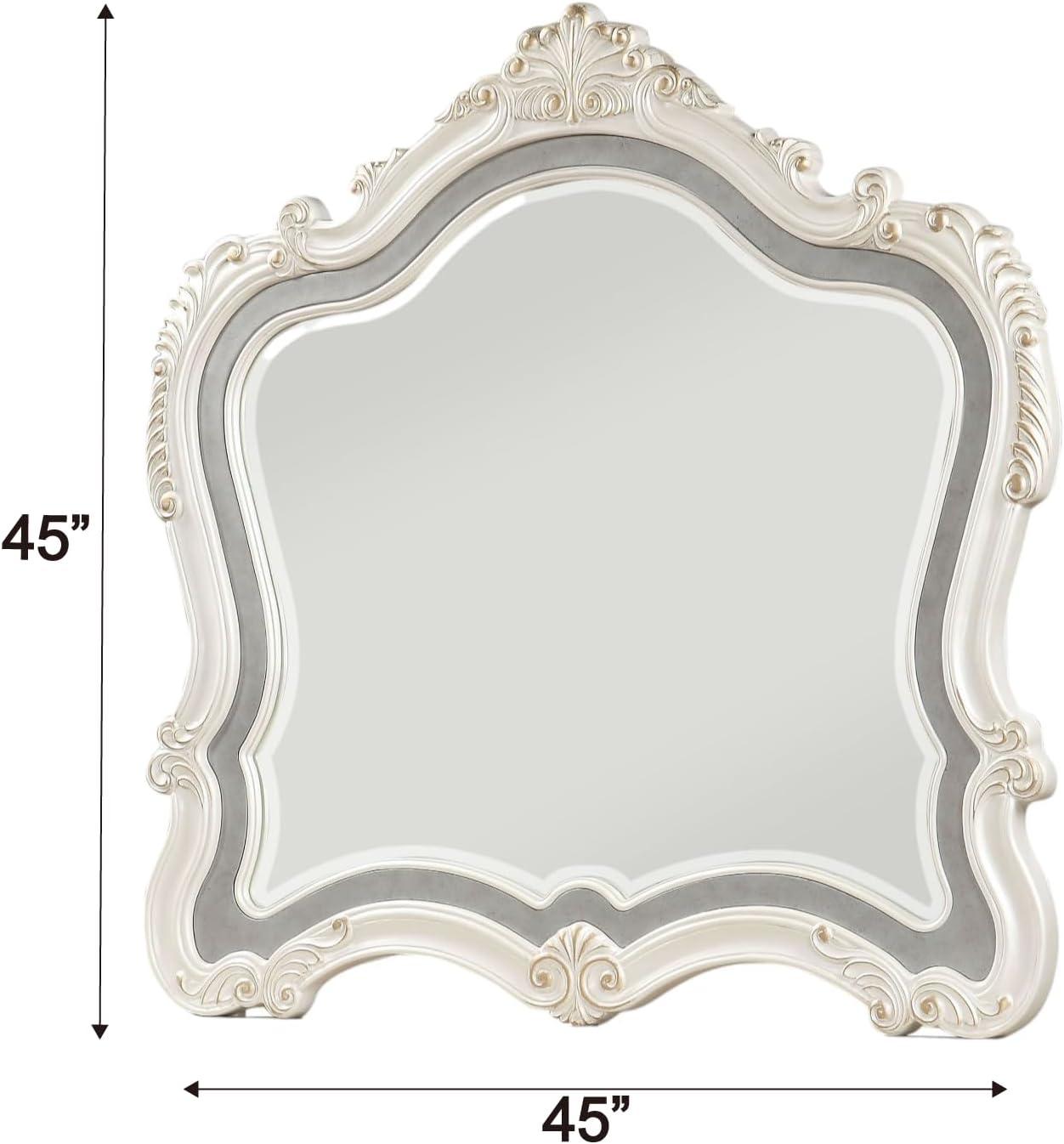 ACME Chantelle Mirror in Pearl White