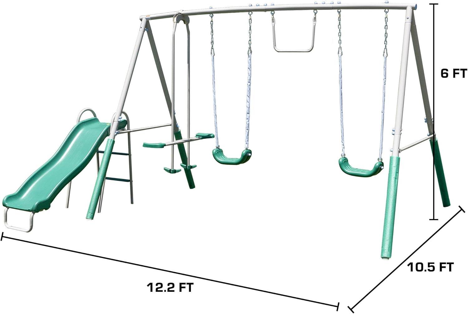 Yonkers Metal Swing Set with Glide Ride and 5ft Slide