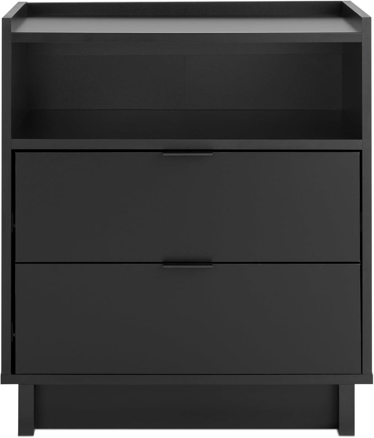 Prepac 23.75" Wide Simply Modern 2 Drawer Nightstand Black