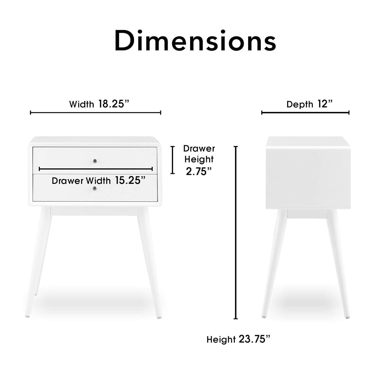 Elle Decor Stephanie Elle Decor Mid-Century Modern Nightstand with 2- Drawers for Storage