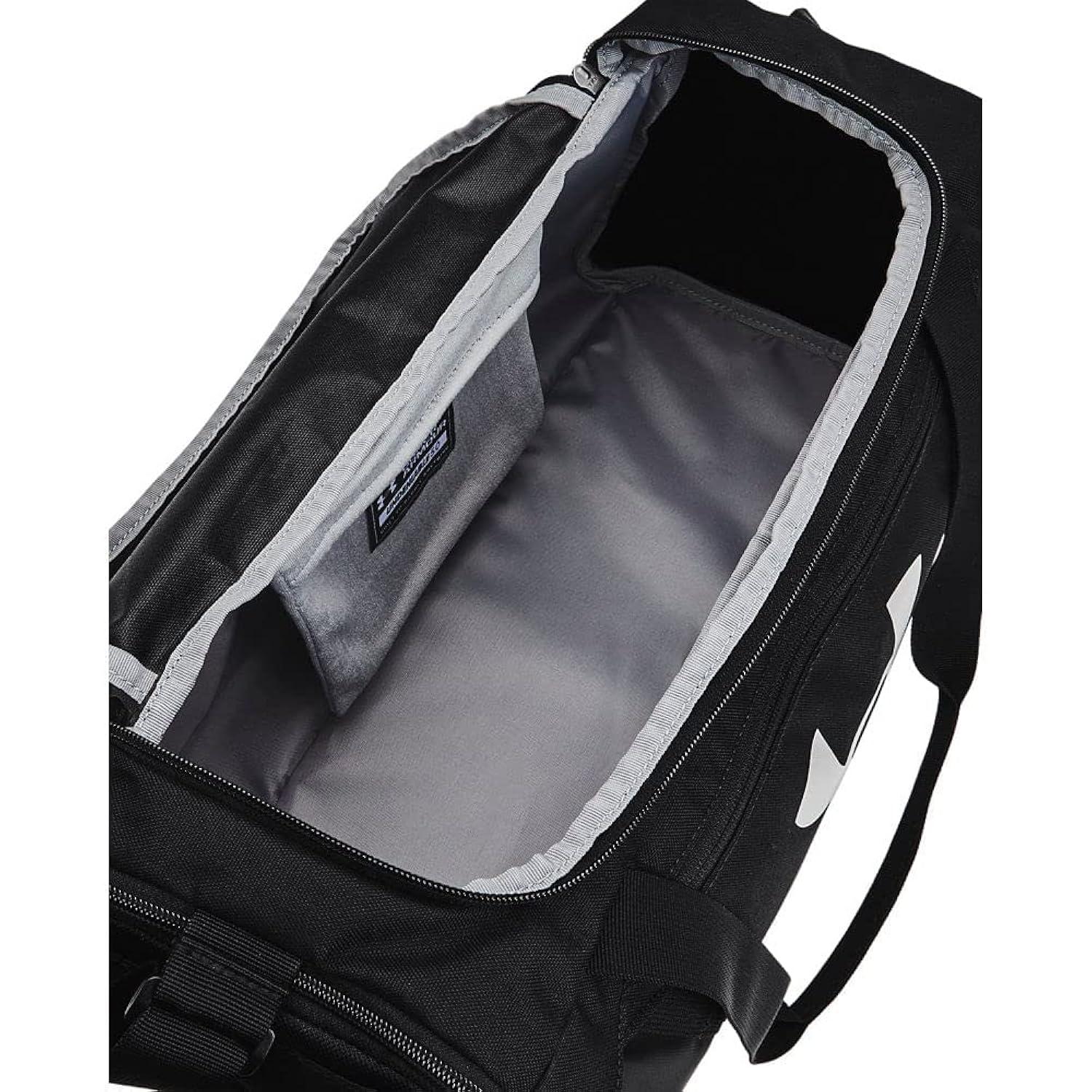 Universal Black Polyester Duffle Bag with Metallic Silver Accents