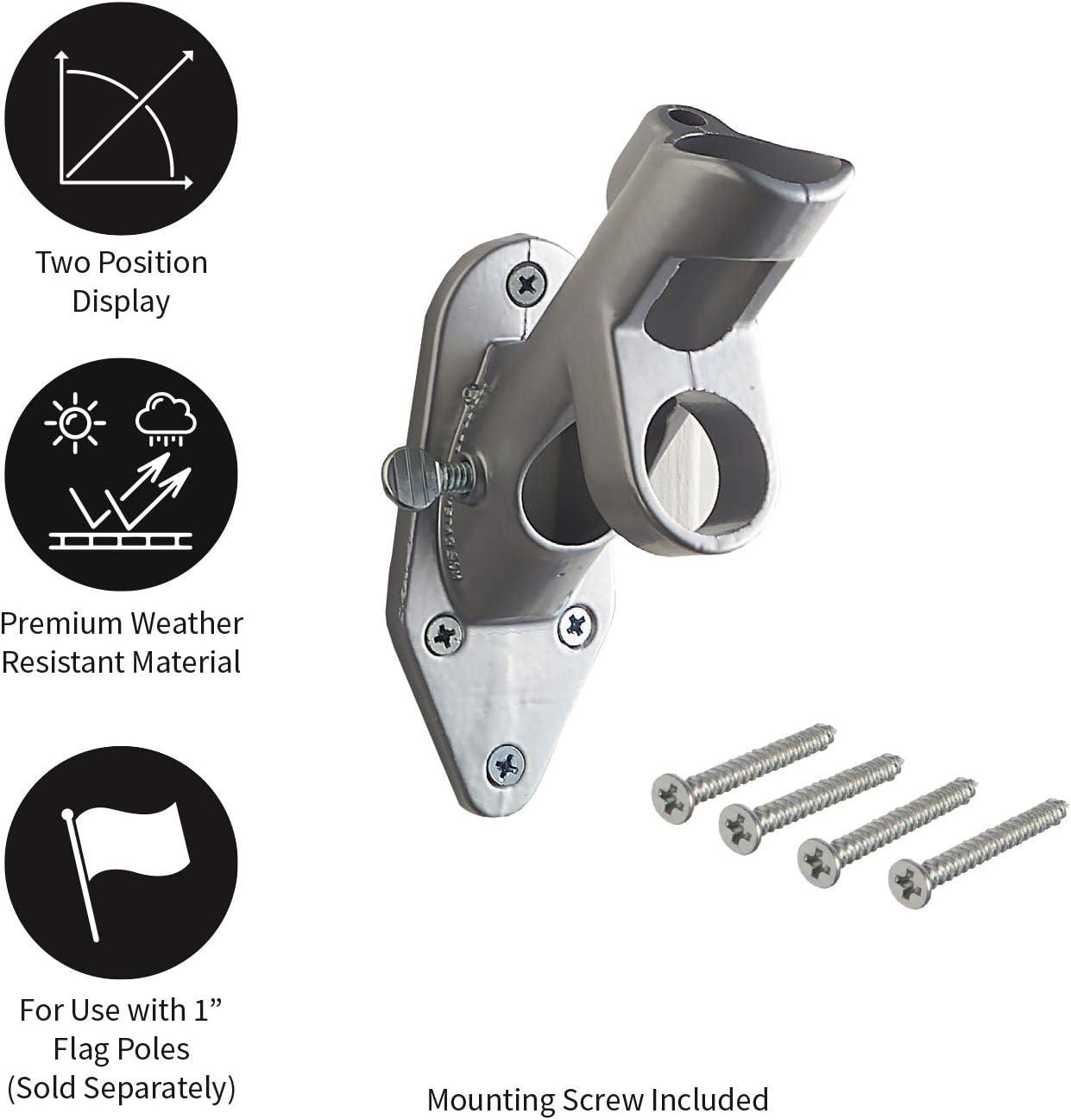 Silver Aluminum Two-Position Outdoor Flag Bracket