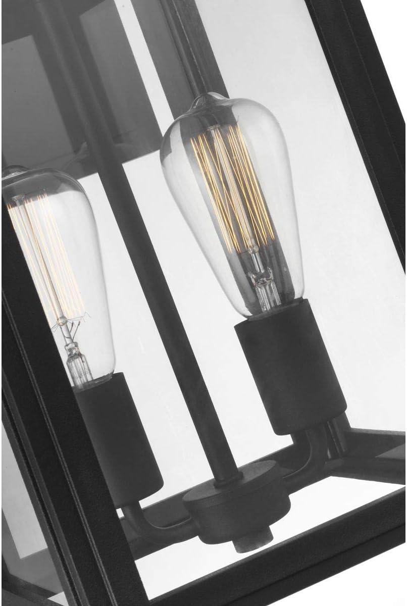 Progress Lighting Grandbury 2-Light Outdoor Hanging Lantern in Black, Clear Glass Panels, DURASHIELD Material