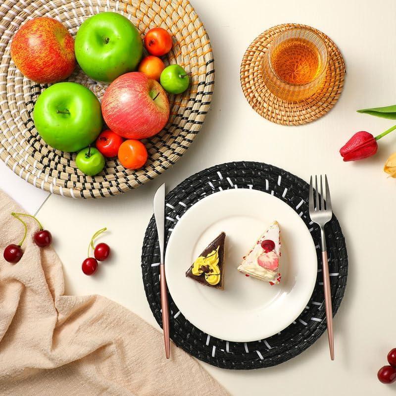 Tatuo 11 Pcs Boho Wall Basket Decor Decorative Bulrush Woven Basket Wall Decor Art Round Farmhouse Hanging Baskets for Kitchen Rustic Home Summer Decorations, Multi Sizes(Retro)